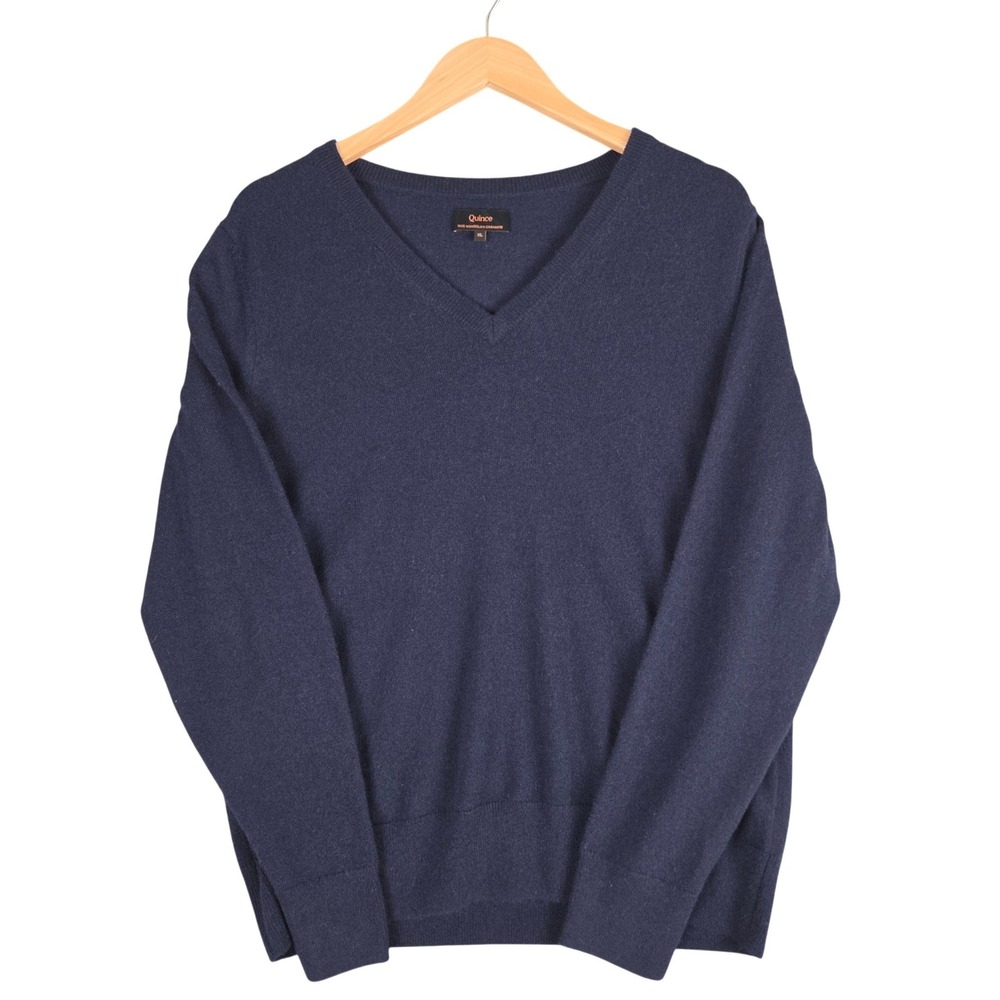 Quince Mongolian Cashmere Crewneck Sweater Navy Blue XL Quiet Luxury Old Money